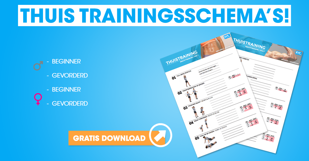 Download hier Gratis Thuis Training Schema! |