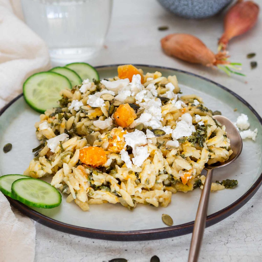 Orzo met boerenkool en feta